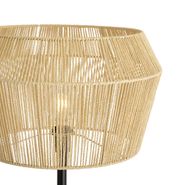 Golvlampa-svart-med-beige-pappersrepskärm-50/50/30---Simplo