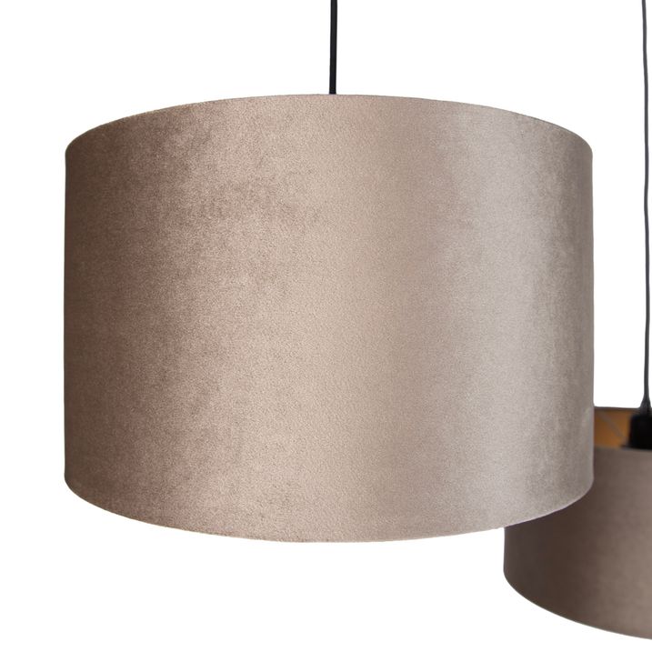 Hanglamp zwart met taupe kap 35cm 3-lichts - Cava