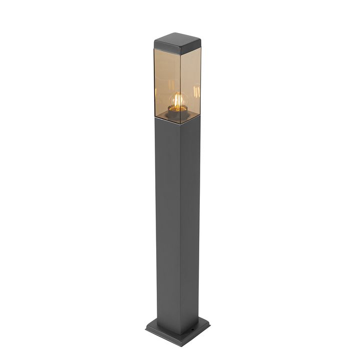 Moderna spoljašnja stubna lampa tamno siva sa dimljenim staklom 80 cm - Malios