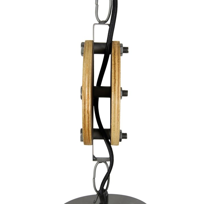 Industrielle Pendelleuchte Dunkelgrau mit Holz 34 cm - Arthur