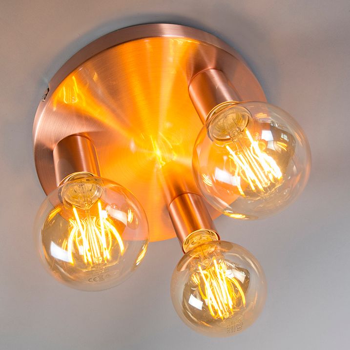 Art Deco stropné svietidlo medené okrúhle - Facil 3