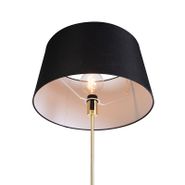 Lámpara-de-pie-dorada/latón-con-pantalla-de-lino-negra-45-cm---Parte