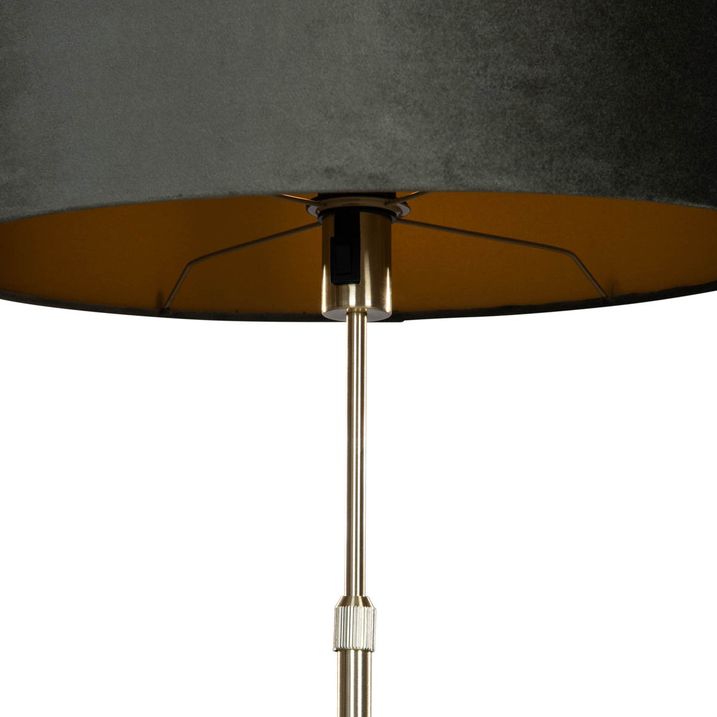 Lampadaire doré avec abat-jour ovale en velours vert 50 cm - Parte