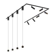 Sistema-di-illuminazione-a-binario-moderno-nero-con-6-faretti-e-4-lampade-a-sospensione-Easylift-monofase---Slimline-Uzzy-Tira
