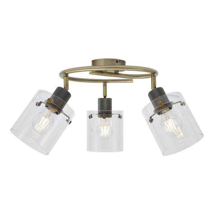 Faretto da soffitto di design bronzo con vetro trasparente rotondo a 3 luci - Domo