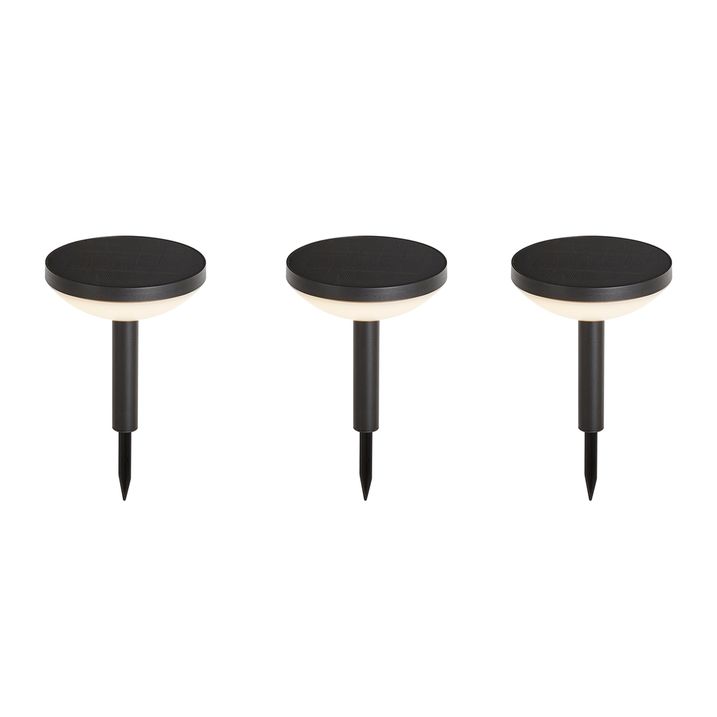 3er-Set schwarze Erdspießleuchten inkl. LED Solar IP44 - Dottie