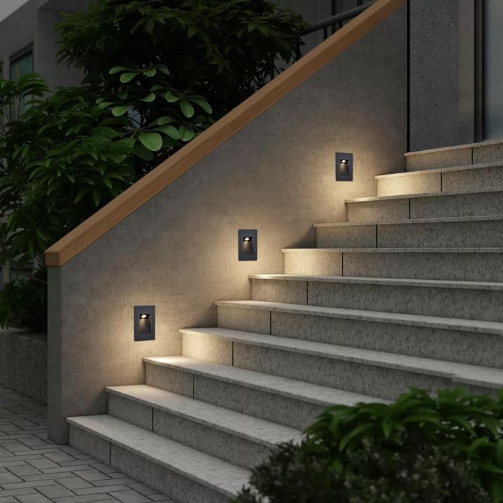 Moderné zapustené nástenné svietidlo čierne 7 cm vrátane LED IP65 - Trem