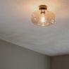 Plafonska lampa u stilu Art Deco crna sa jantarnim staklom - Bizle