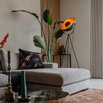 Vloerlamp zwart met goud 42 cm verstelbaar tripod - Magnax