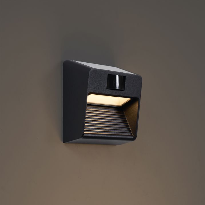 Wandlamp zwart incl. LED IP54 met bewegingssensor Solar - Border