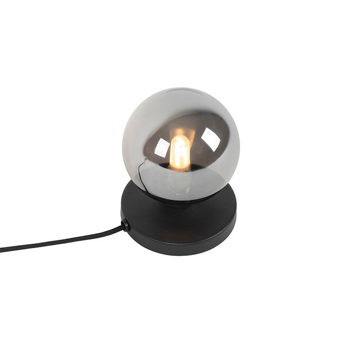 Lampa de masă modernă neagră cu sticlă fumurie - Atena