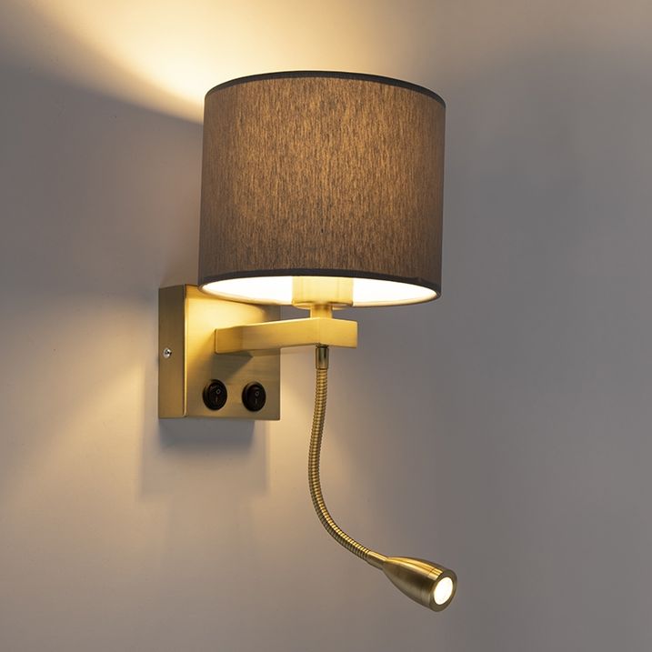 Zidna lampa u stilu art deco zlatne boje sa sivim abažurom - Brescia