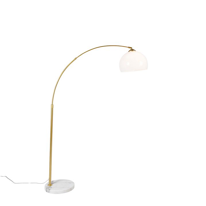 Smart Bogenleuchte Messing mit weissem Schirm inkl. Wifi A60 - Arc Basic