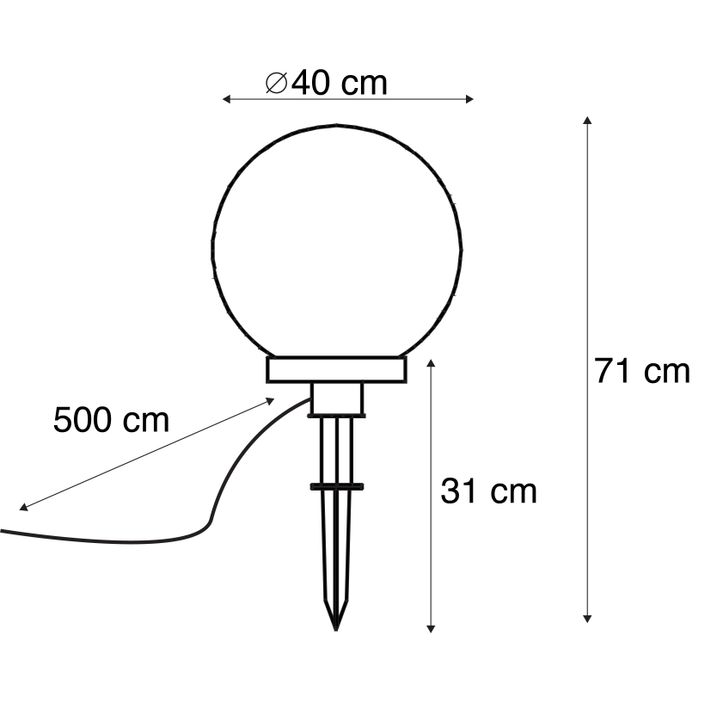 Moderné vonkajšie svietidlo so zemným hrotom 40 cm IP44 - Globe
