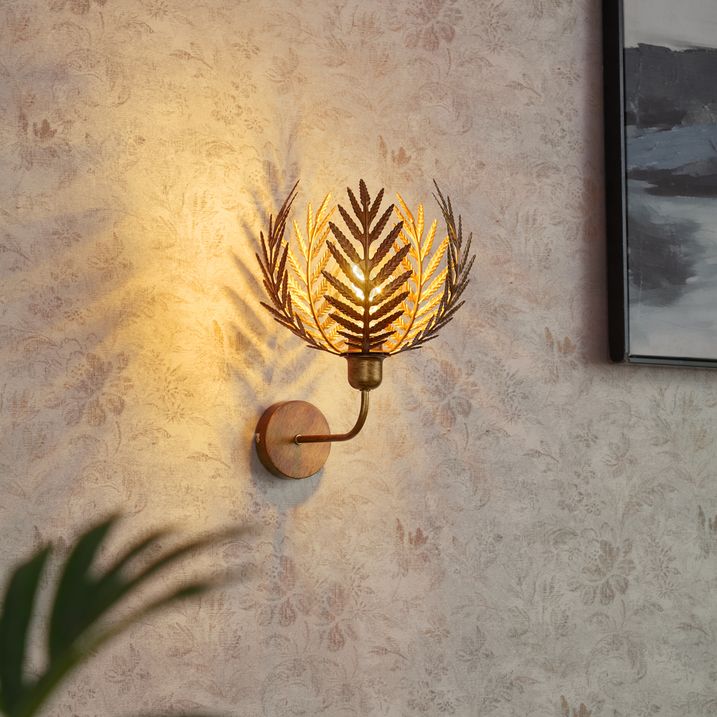 Vintage zidna lampa zlatna 26.5cm - Botanica