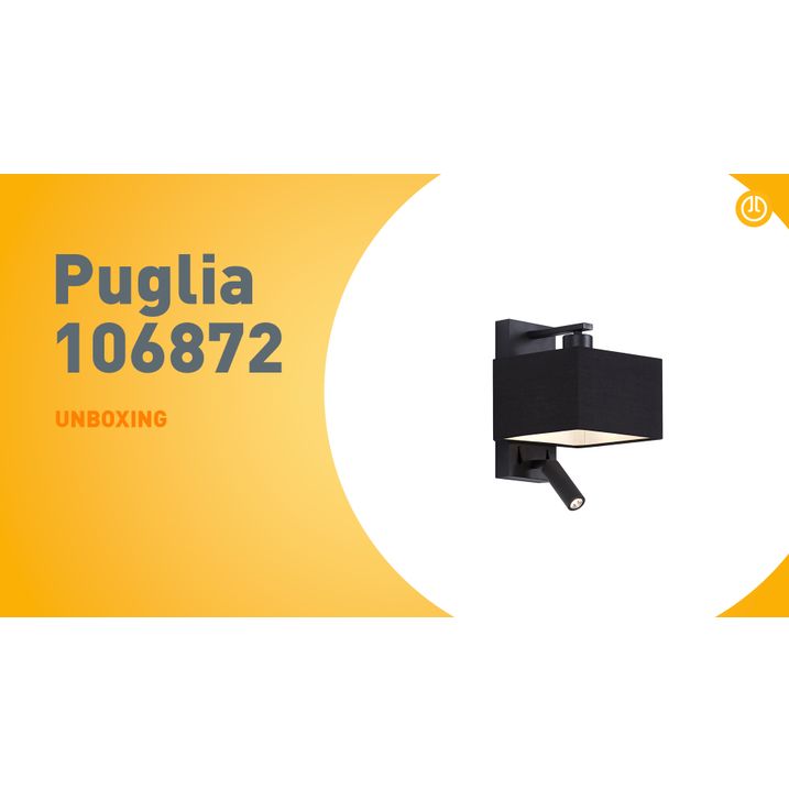 Modern Wall Light Black Square with Reading Light - Puglia