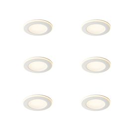 Lot de 6 spots encastrables blancs avec LED, CCT dimmable 3 étapes avec sélecteur DIP et veilleuse - Poetie