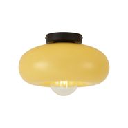 Plafoniera-retrò-nera-con-vetro-giallo-30cm---Glaze