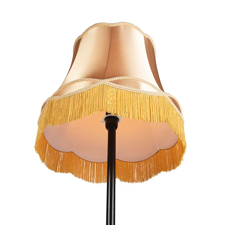 Retro podna lampa crna sa abažurom u stilu bake zlatne boje 45 cm - Simplo