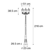 Klasická-lampášová-lampa-antická-zlatá-3-svetlo-IP44---Capital