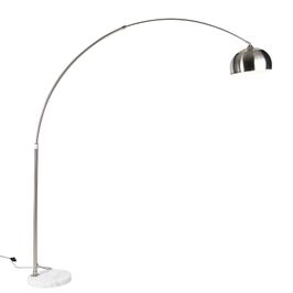 Lampada-da-terra-ad-arco-in-acciaio-con-base-in-marmo-bianco-e-paralume-in-acciaio---Arc-XXL