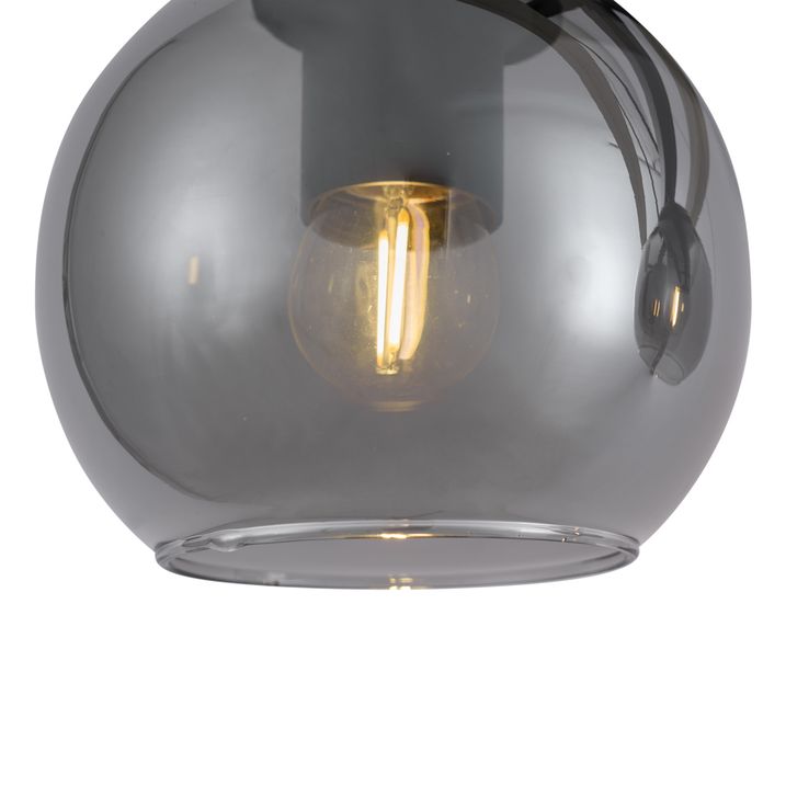 Smart Pendant Lamp Black with Wood and Smoke Glass 4-Lights Incl. WiFi A60 - Aleks