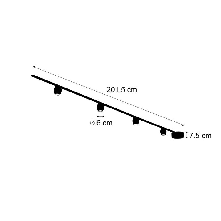 Modern railsysteem met 4 spots zwart 1-fase - Magnetic Zagaye
