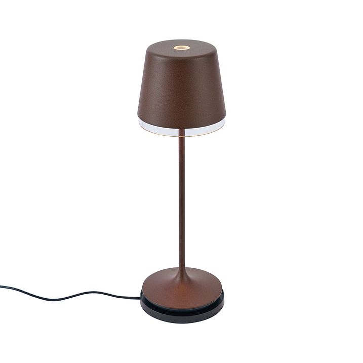 Stona lampa rđa braon uklj. LED IP65 punjiva sa stanicom za punjenje - Bass