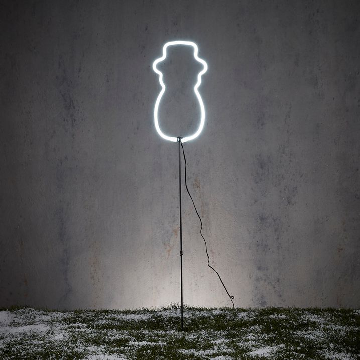 Božićni neonski reflektor za zemlju beli Sneško Belić uklj. LED sa tajmerom IP44 - Fura