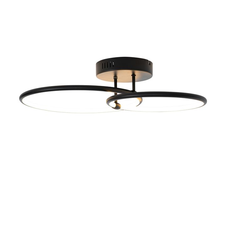 Stropní lampa černá vč. LED 3-stupňové stmívání 2-světlo - Joaniqa