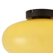 Plafoniera-retrò-nera-con-vetro-giallo-30cm---Glaze
