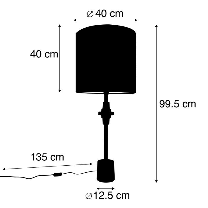 Stolní lampa bronzová s sametovým stínítkem s motýlím vzorem 40 cm - Diverso